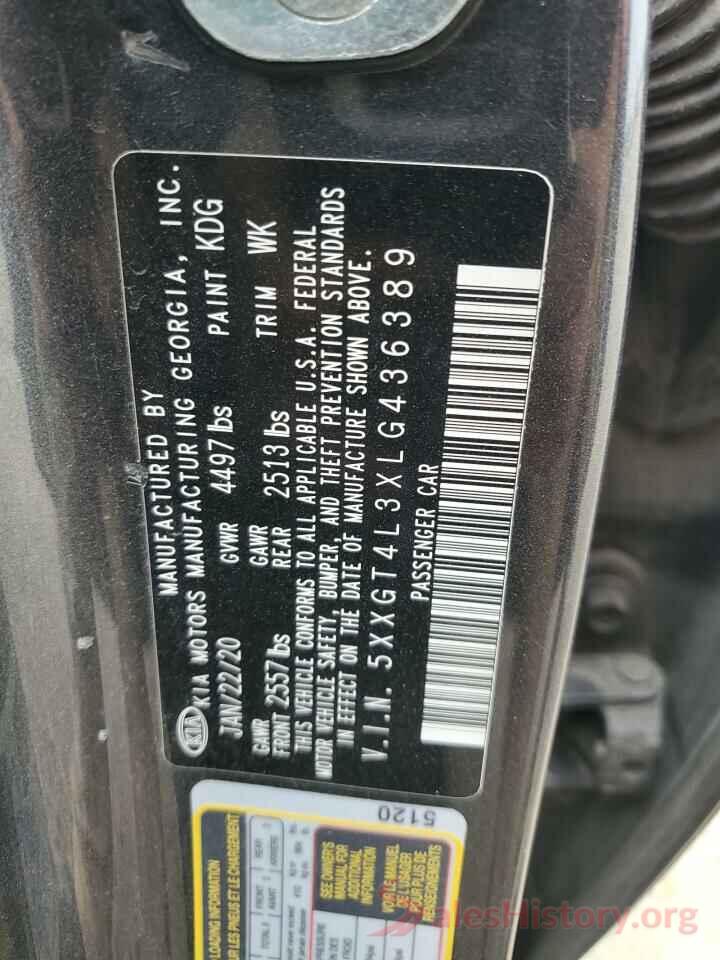 5XXGT4L3XLG436389 2020 KIA OPTIMA