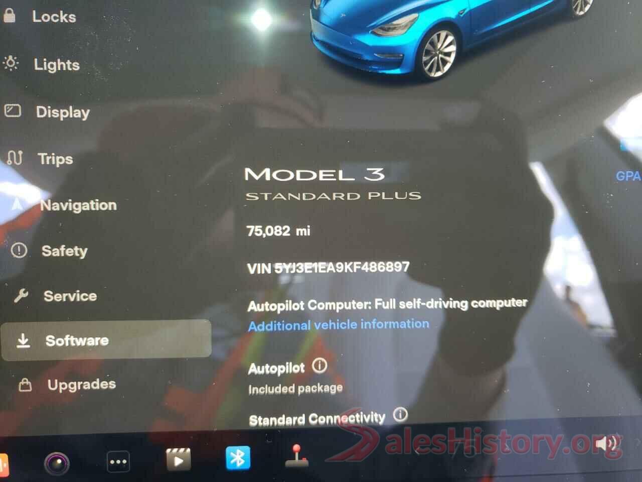 5YJ3E1EA9KF486897 2019 TESLA MODEL 3