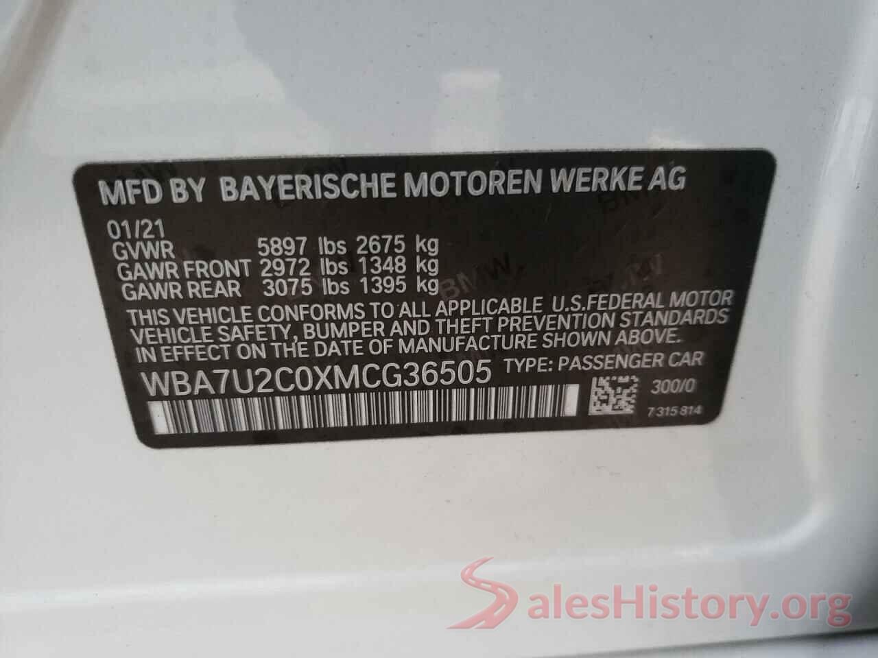 WBA7U2C0XMCG36505 2021 BMW 7 SERIES