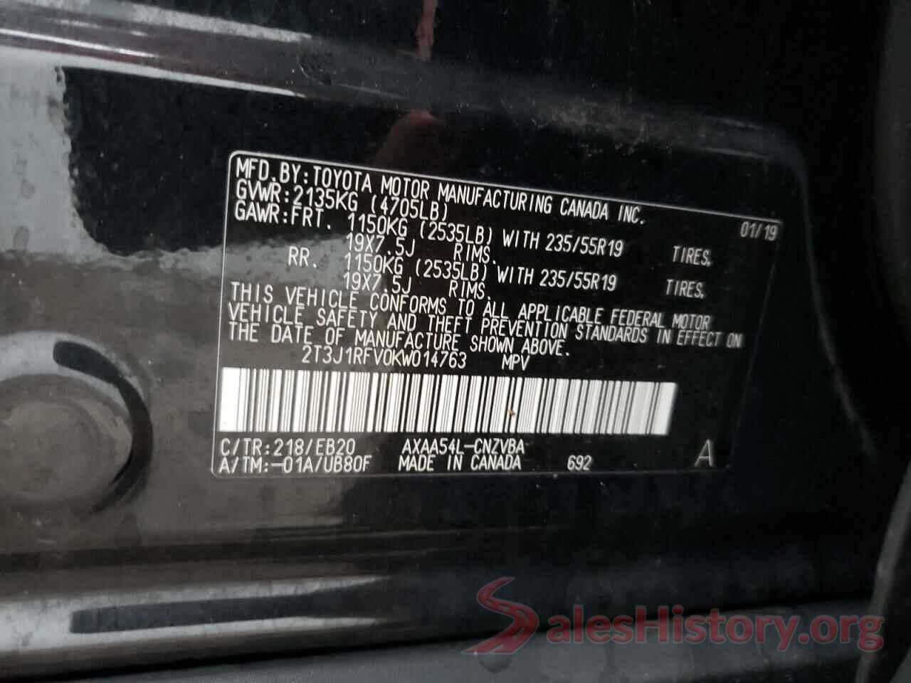 2T3J1RFV0KW014763 2019 TOYOTA RAV4