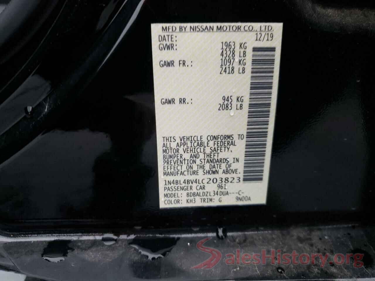 1N4BL4BV4LC203823 2020 NISSAN ALTIMA