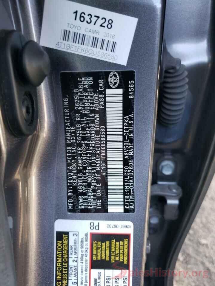 4T1BF1FK6GU586580 2016 TOYOTA CAMRY