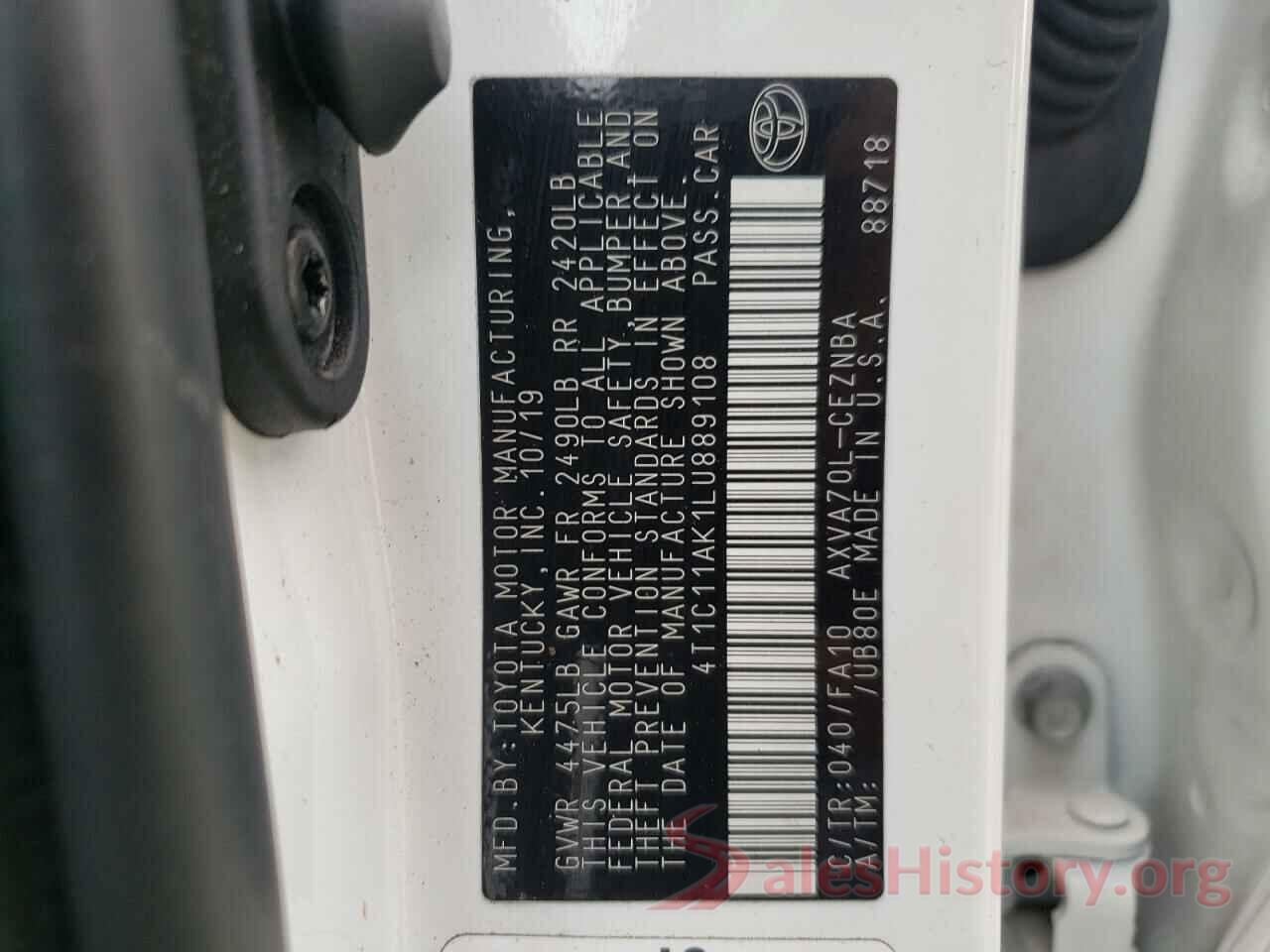 4T1C11AK1LU889108 2020 TOYOTA CAMRY