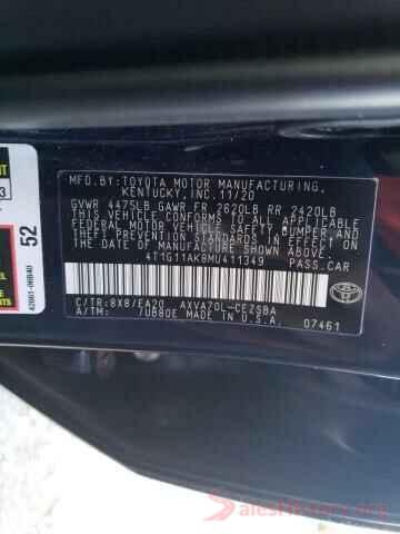 4T1G11AK8MU411349 2021 TOYOTA CAMRY