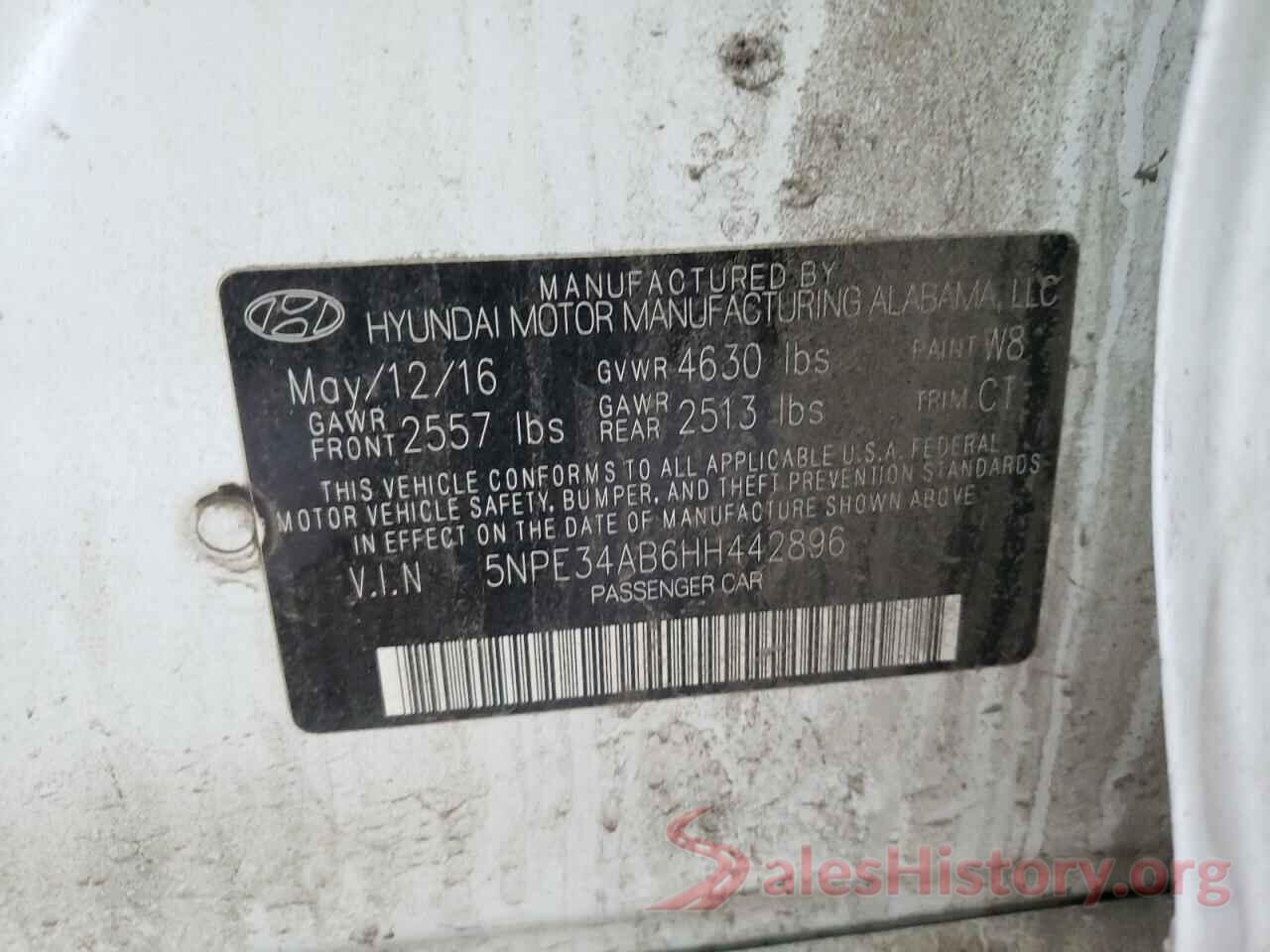 5NPE34AB6HH442896 2017 HYUNDAI SONATA