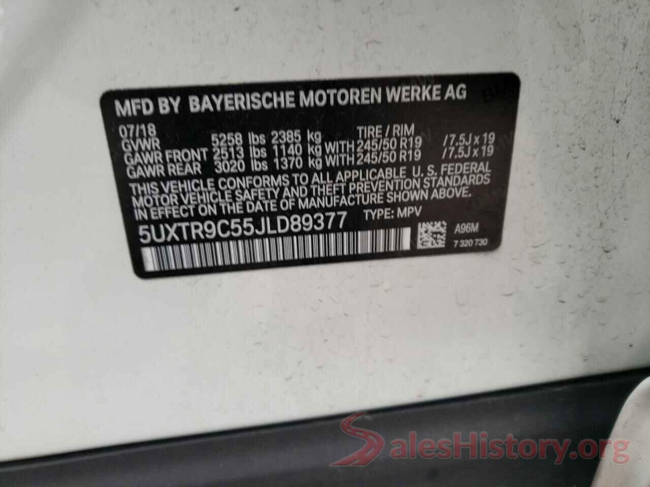 5UXTR9C55JLD89377 2018 BMW X3