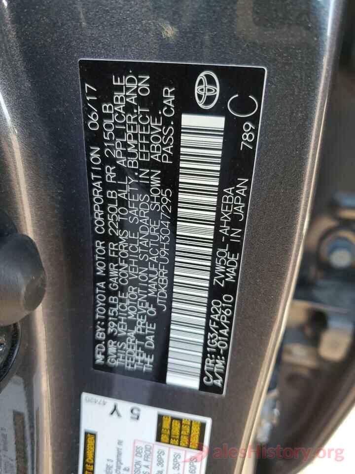 JTDKBRFU9H3047295 2017 TOYOTA PRIUS