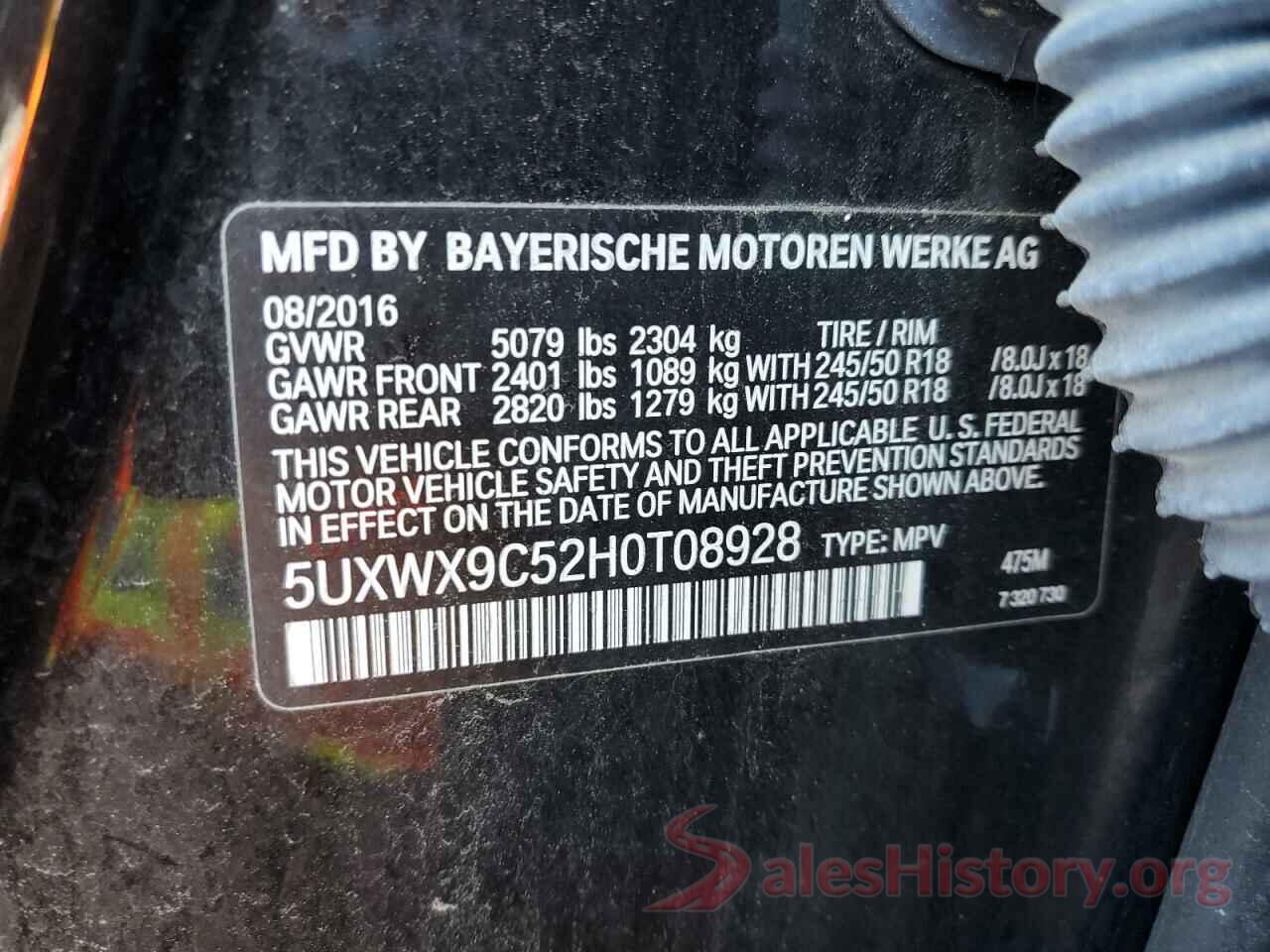 5UXWX9C52H0T08928 2017 BMW X3