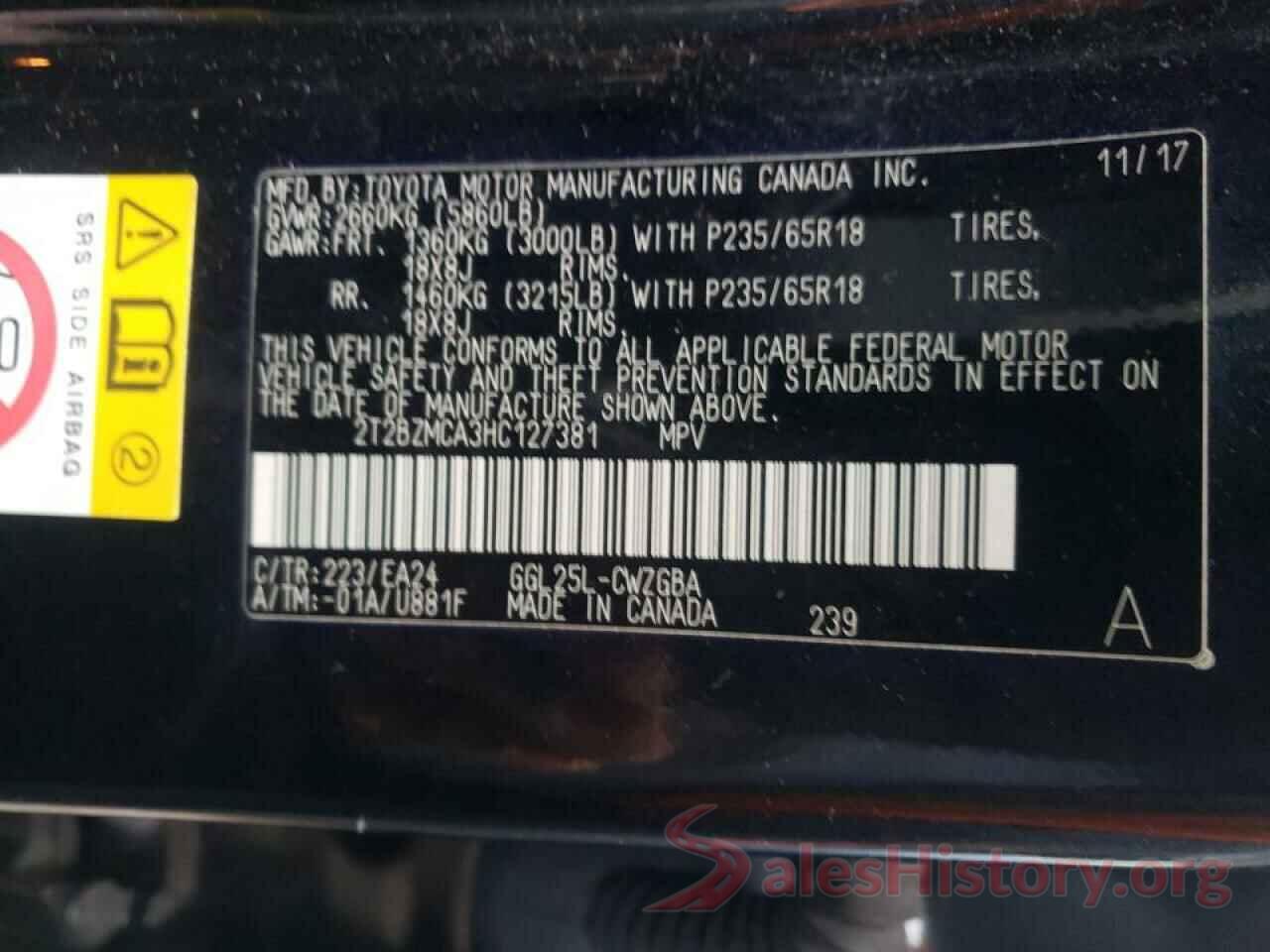 2T2BZMCA3HC127381 2017 LEXUS RX350