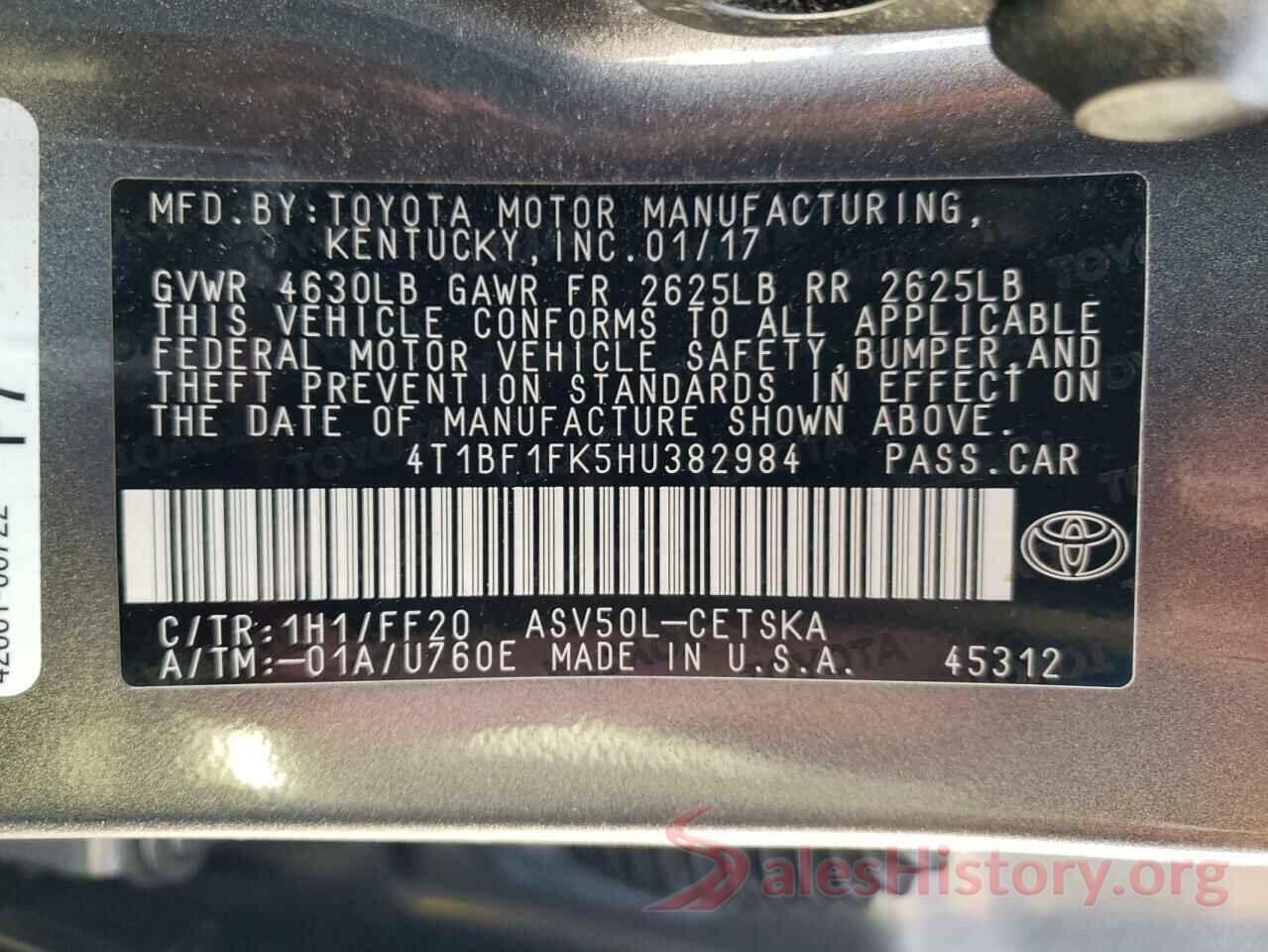 4T1BF1FK5HU382984 2017 TOYOTA CAMRY