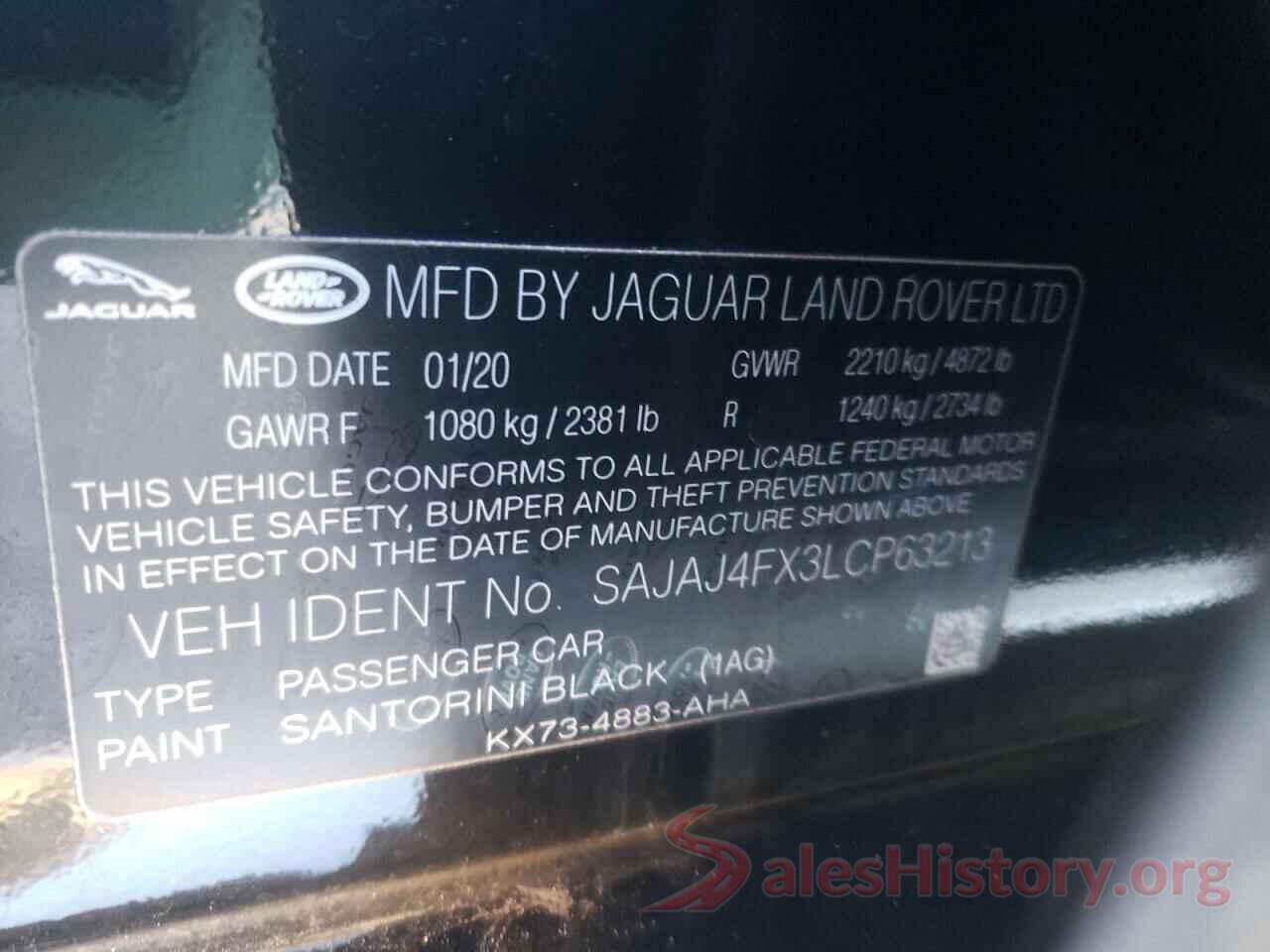 SAJAJ4FX3LCP63213 2020 JAGUAR XE