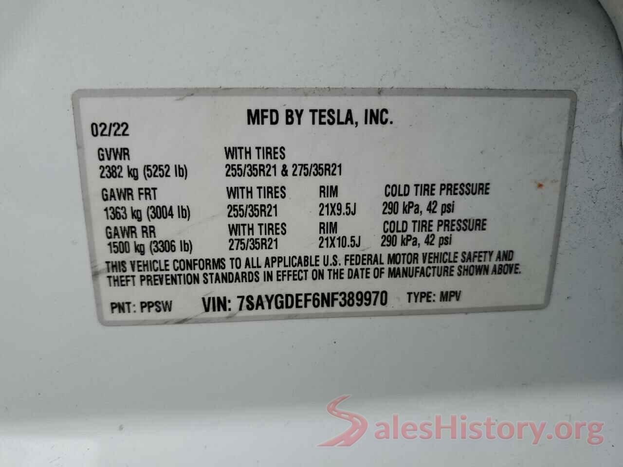 7SAYGDEF6NF389970 2022 TESLA MODEL Y