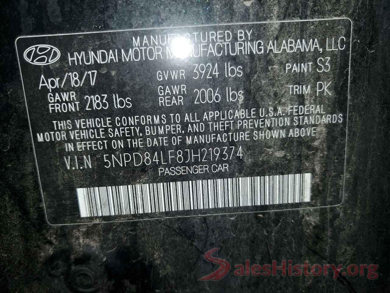 5NPD84LF8JH219374 2018 HYUNDAI ELANTRA