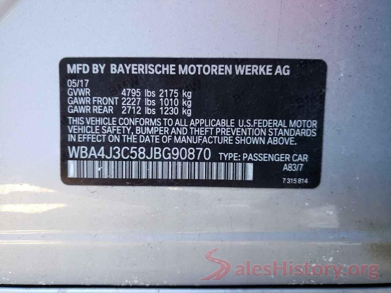 WBA4J3C58JBG90870 2018 BMW 4 SERIES