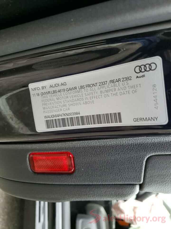 WAUGMAF47KN003984 2019 AUDI A4