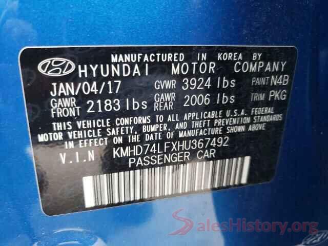 KMHD74LFXHU367492 2017 HYUNDAI ELANTRA