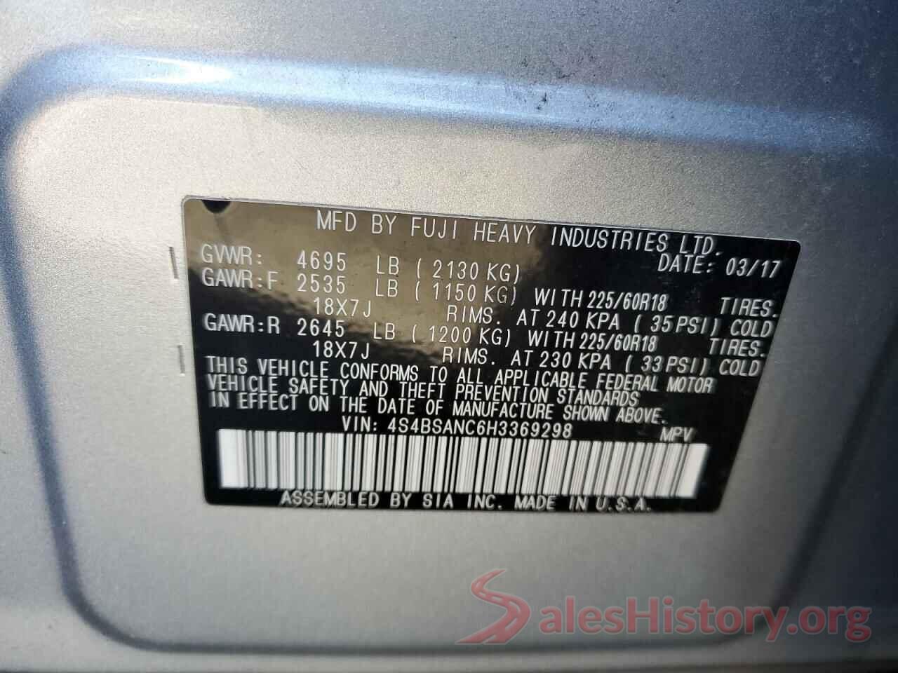 4S4BSANC6H3369298 2017 SUBARU OUTBACK