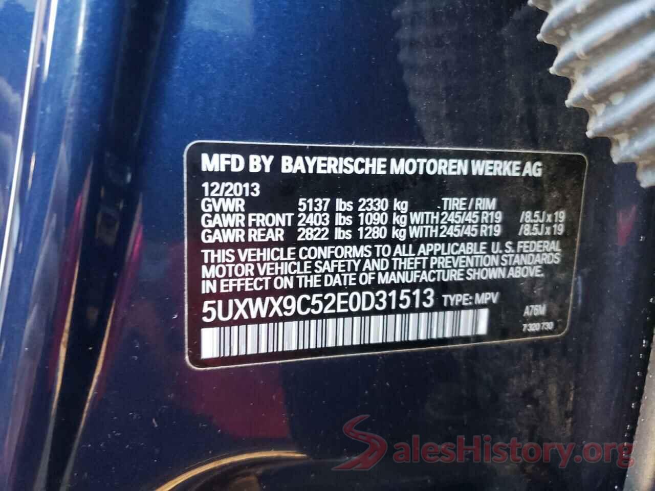 5UXWX9C52E0D31513 2014 BMW X3