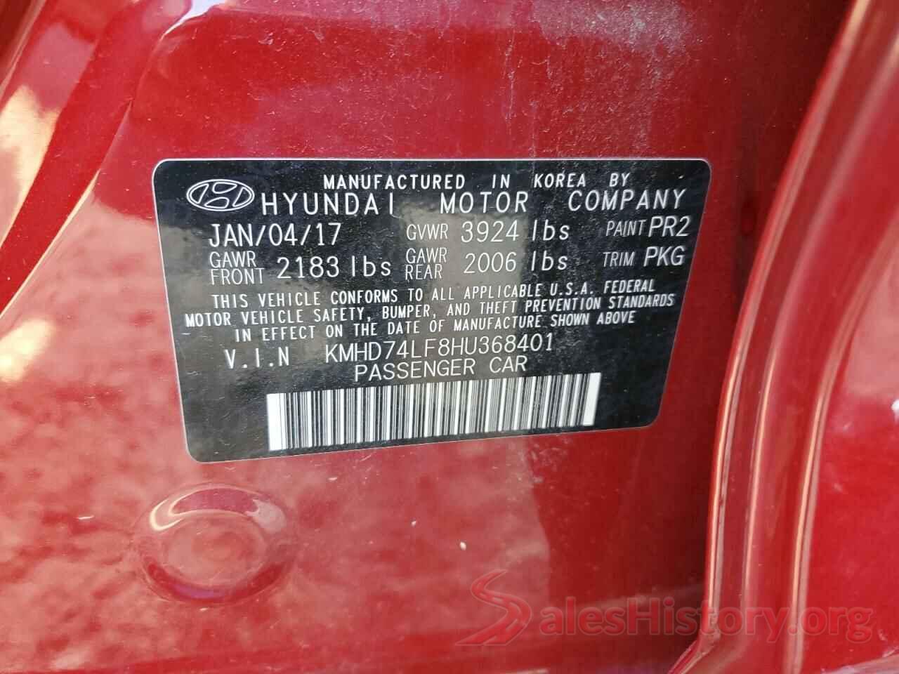 KMHD74LF8HU368401 2017 HYUNDAI ELANTRA