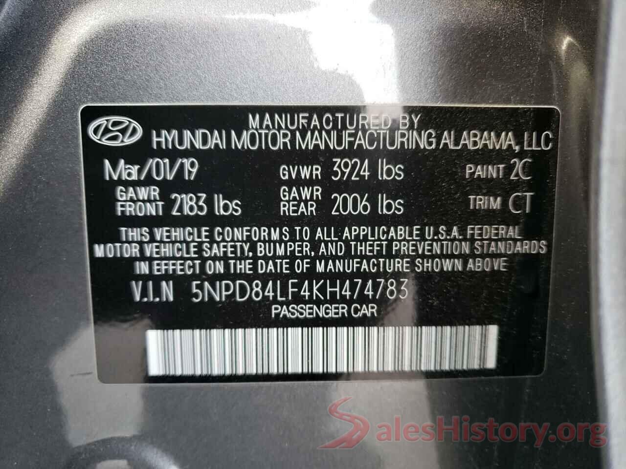 5NPD84LF4KH474783 2019 HYUNDAI ELANTRA