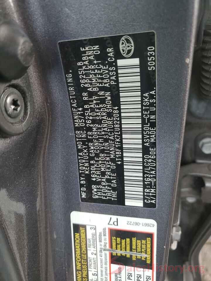 4T1BF1FK7EU822084 2014 TOYOTA CAMRY