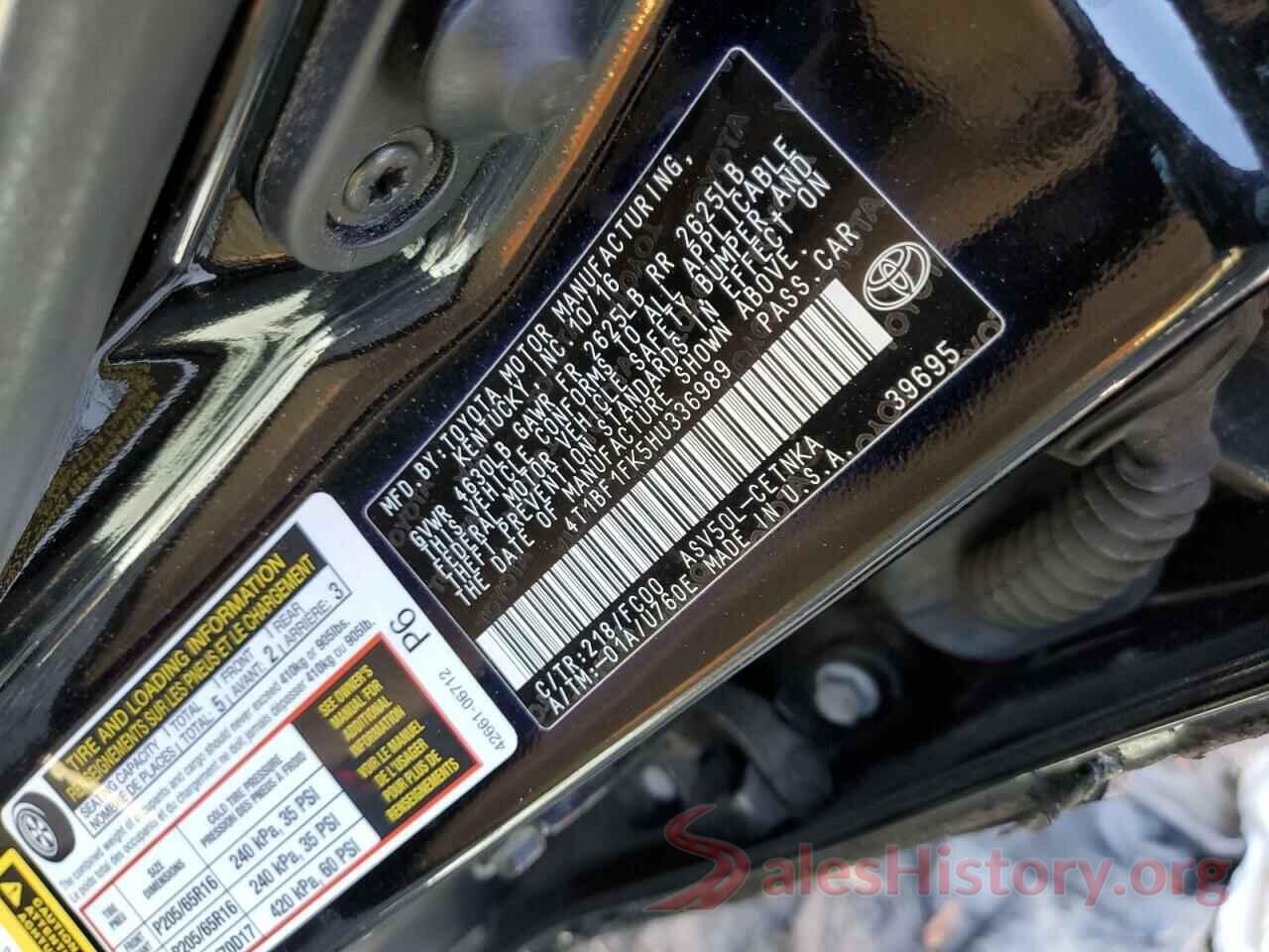 4T1BF1FK5HU336989 2017 TOYOTA CAMRY