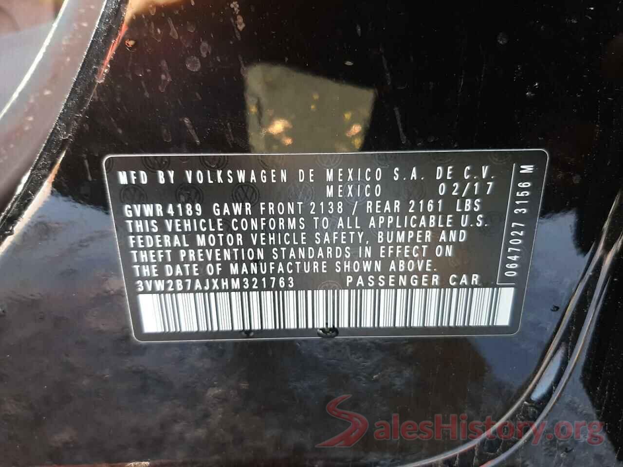 3VW2B7AJXHM321763 2017 VOLKSWAGEN JETTA