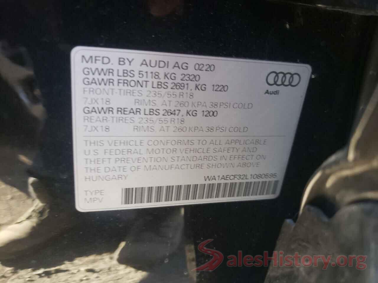 WA1AECF32L1080595 2020 AUDI Q3