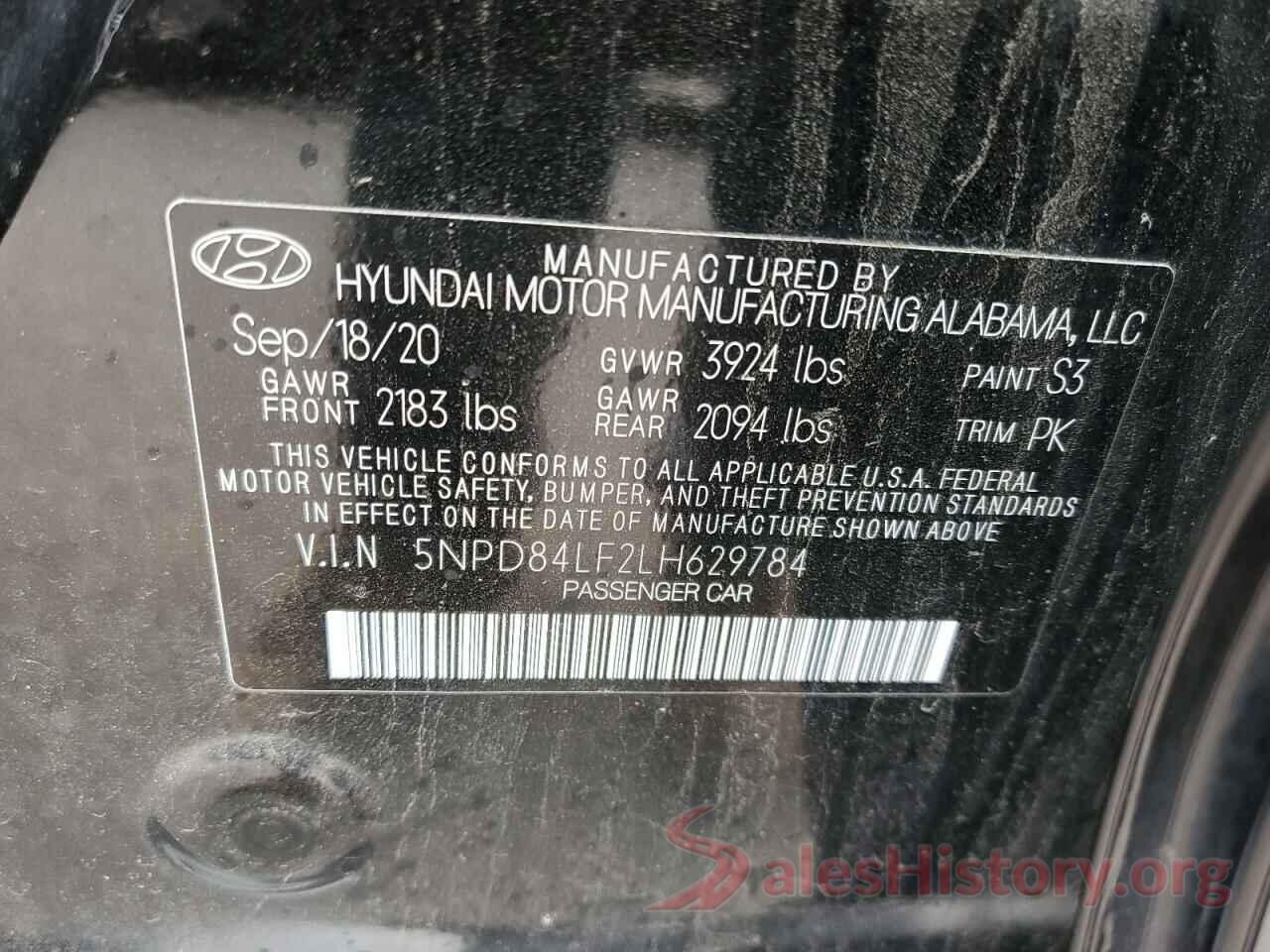 5NPD84LF2LH629784 2020 HYUNDAI ELANTRA