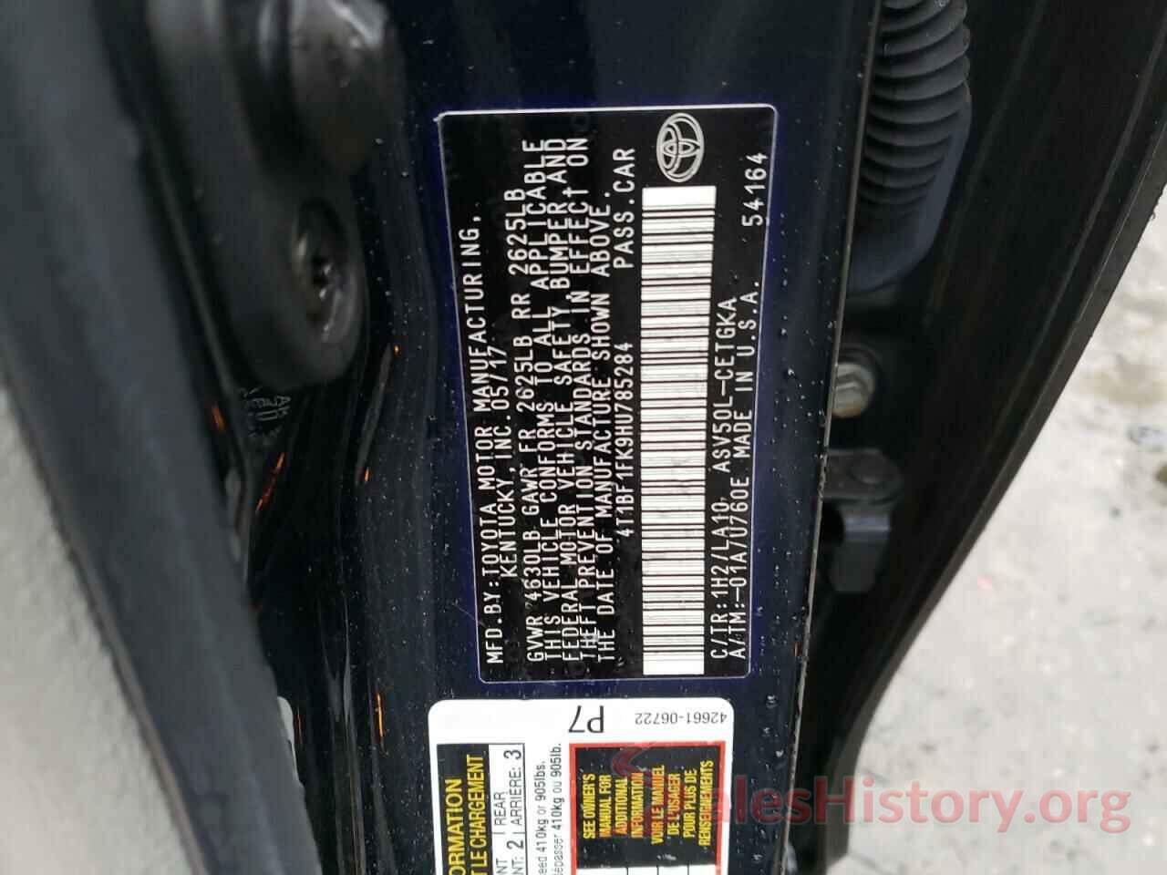 4T1BF1FK9HU785284 2017 TOYOTA CAMRY