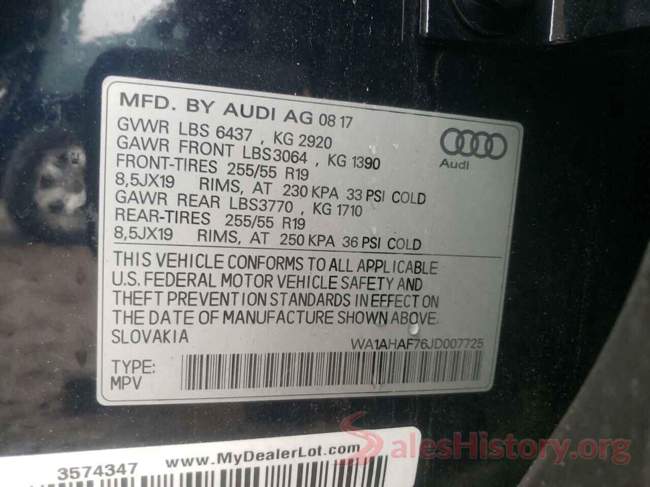 WA1AHAF76JD007725 2018 AUDI Q7