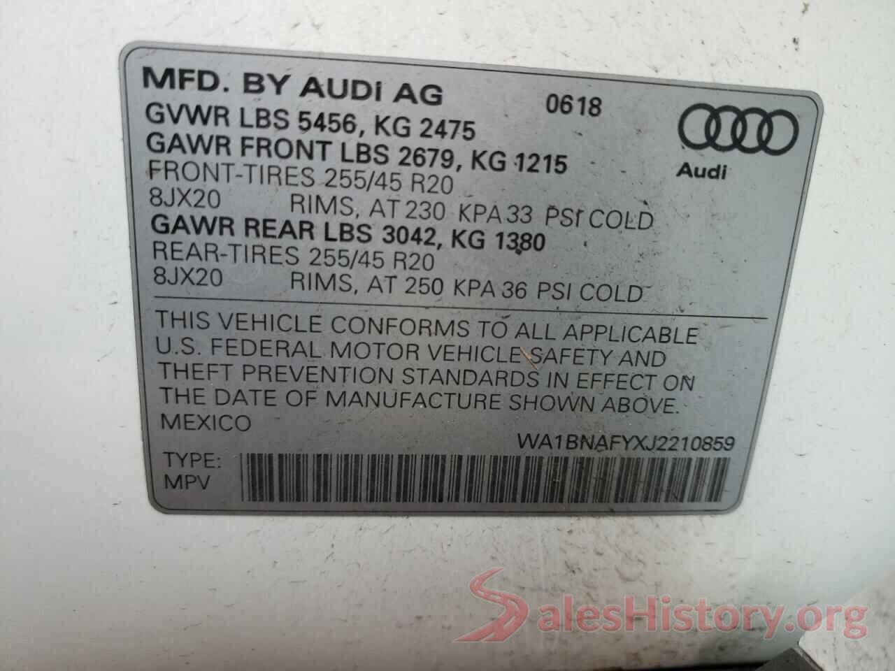 WA1BNAFYXJ2210859 2018 AUDI Q5