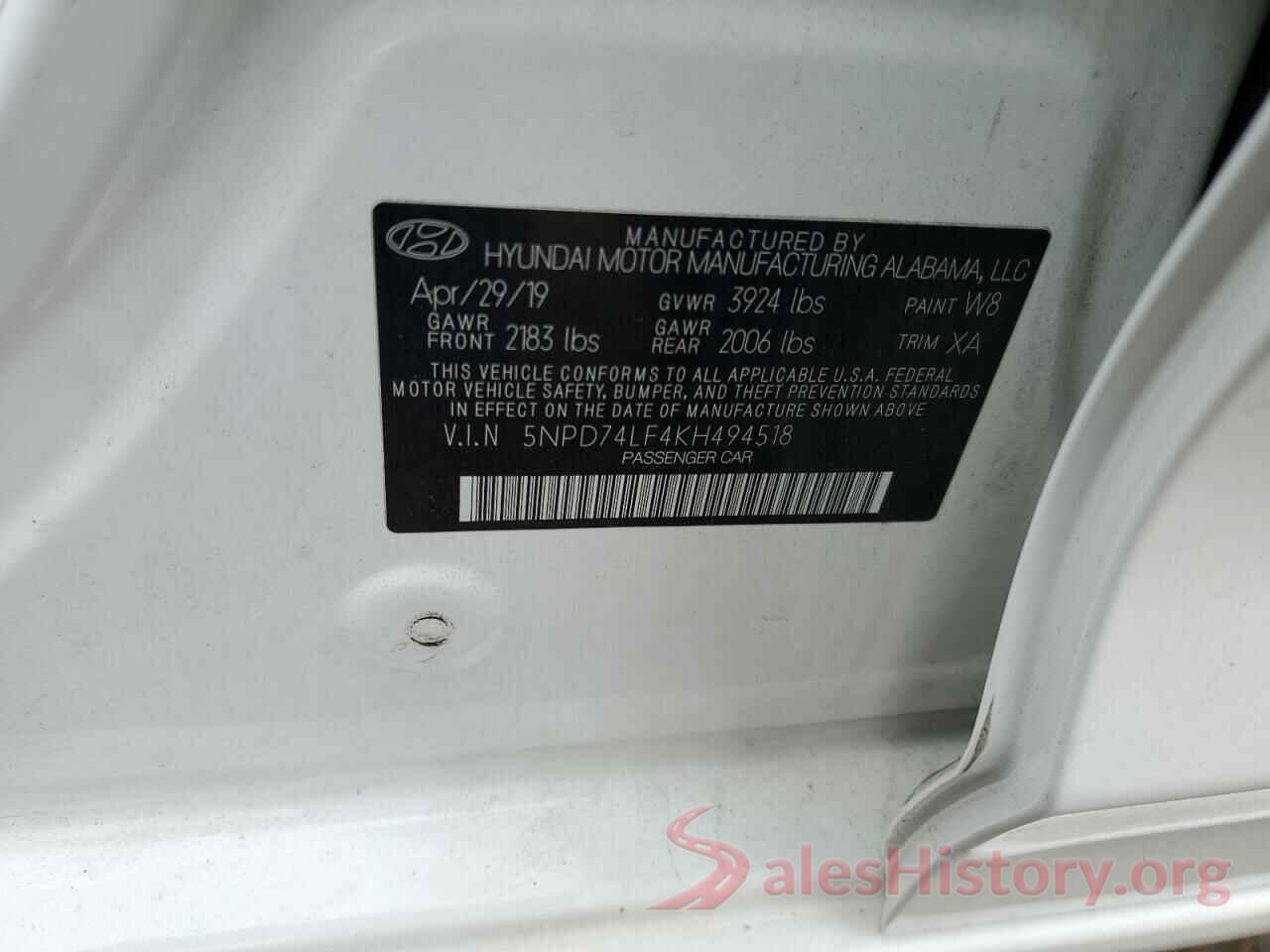 5NPD74LF4KH494518 2019 HYUNDAI ELANTRA