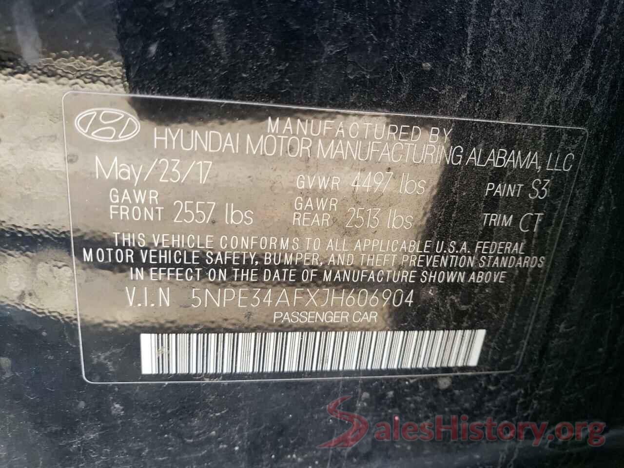 5NPE34AFXJH606904 2018 HYUNDAI SONATA