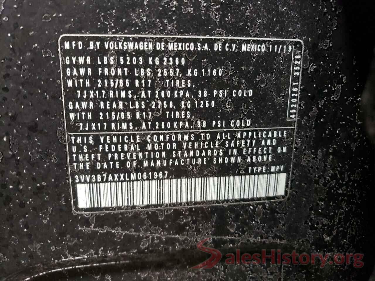 3VV3B7AXXLM061967 2020 VOLKSWAGEN TIGUAN