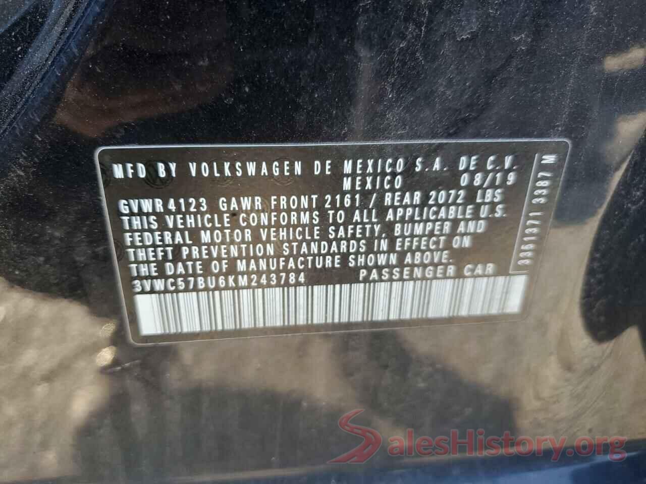 3VWC57BU6KM243784 2019 VOLKSWAGEN JETTA