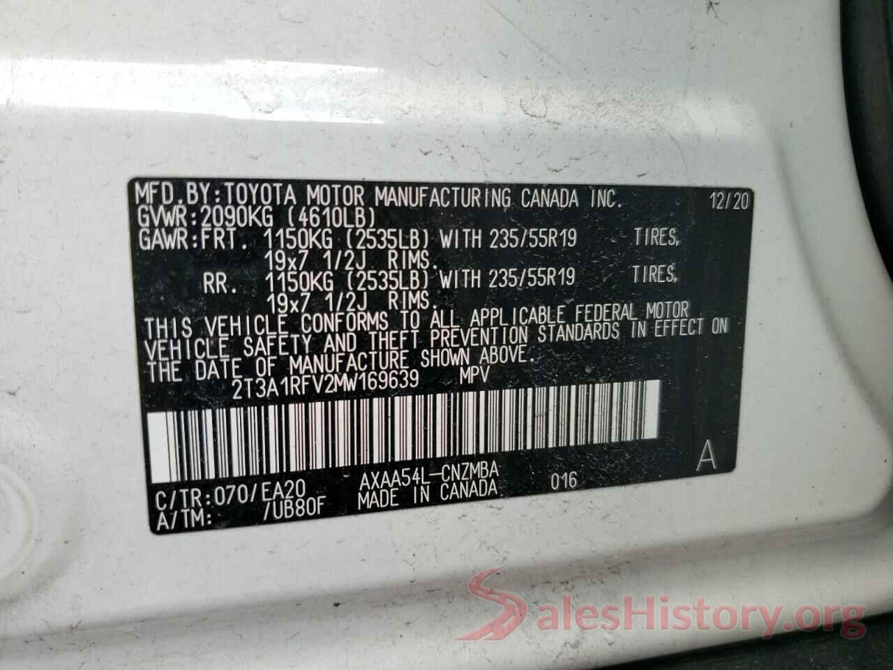 2T3A1RFV2MW169639 2021 TOYOTA RAV4