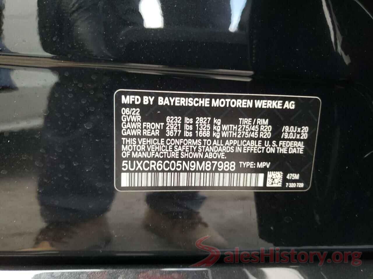 5UXCR6C05N9M87988 2022 BMW X5