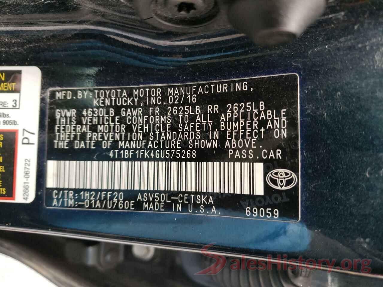 4T1BF1FK4GU575268 2016 TOYOTA CAMRY