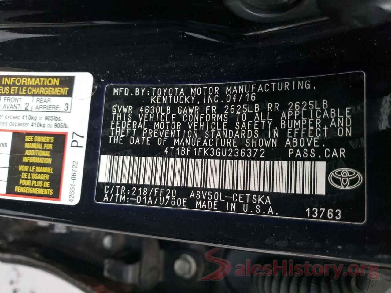 4T1BF1FK3GU236372 2016 TOYOTA CAMRY