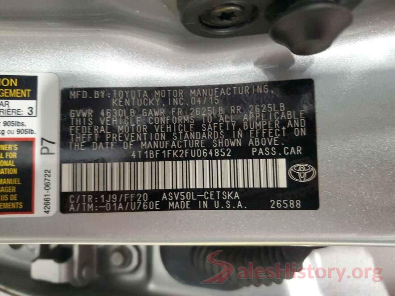 4T1BF1FK2FU064852 2015 TOYOTA CAMRY