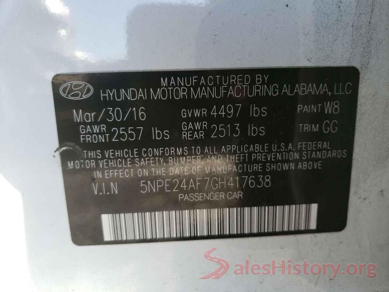 5NPE24AF7GH417638 2016 HYUNDAI SONATA