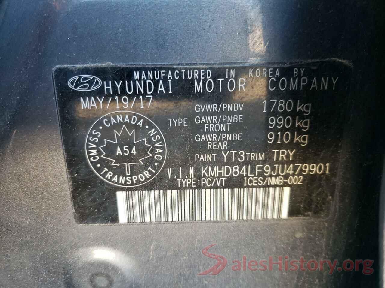 KMHD84LF9JU479901 2018 HYUNDAI ELANTRA