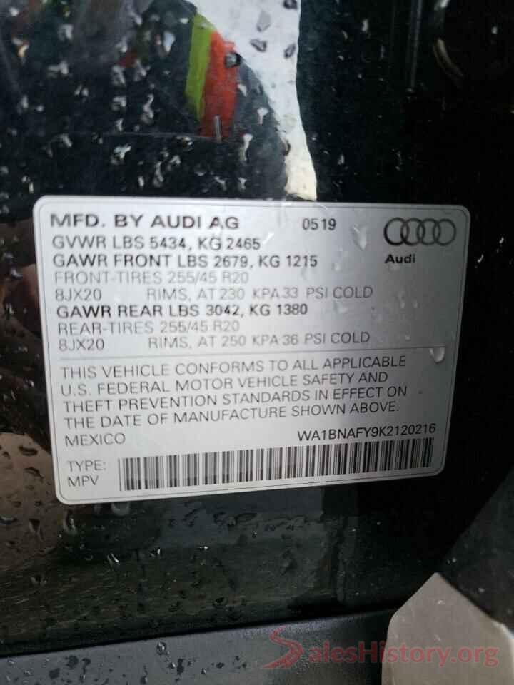 WA1BNAFY9K2120216 2019 AUDI Q5