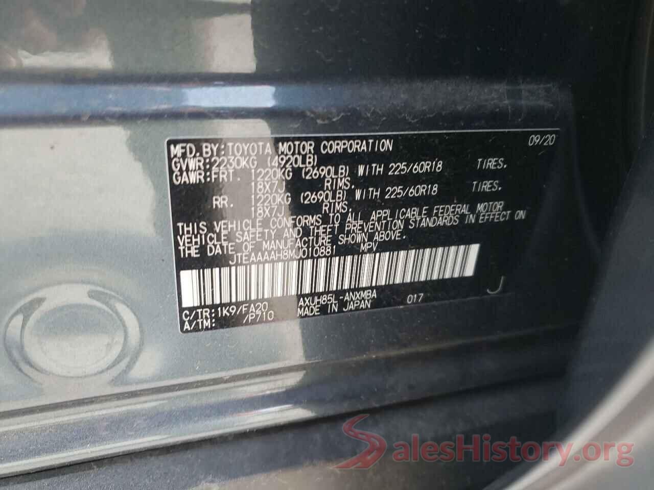 JTEAAAAH8MJ010881 2021 TOYOTA VENZA