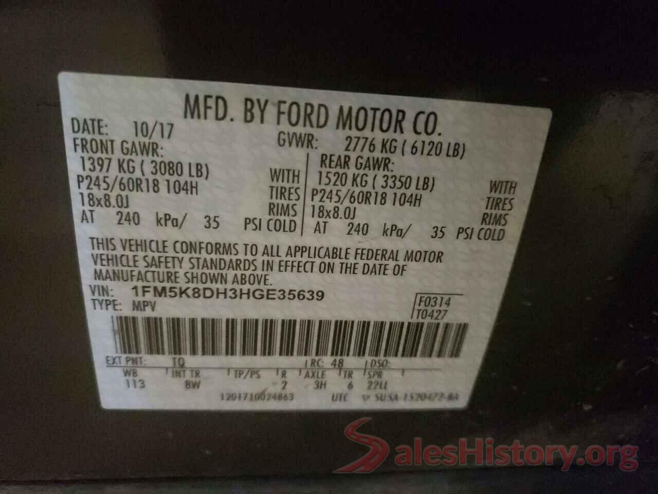 1FM5K8DH3HGE35639 2017 FORD EXPLORER