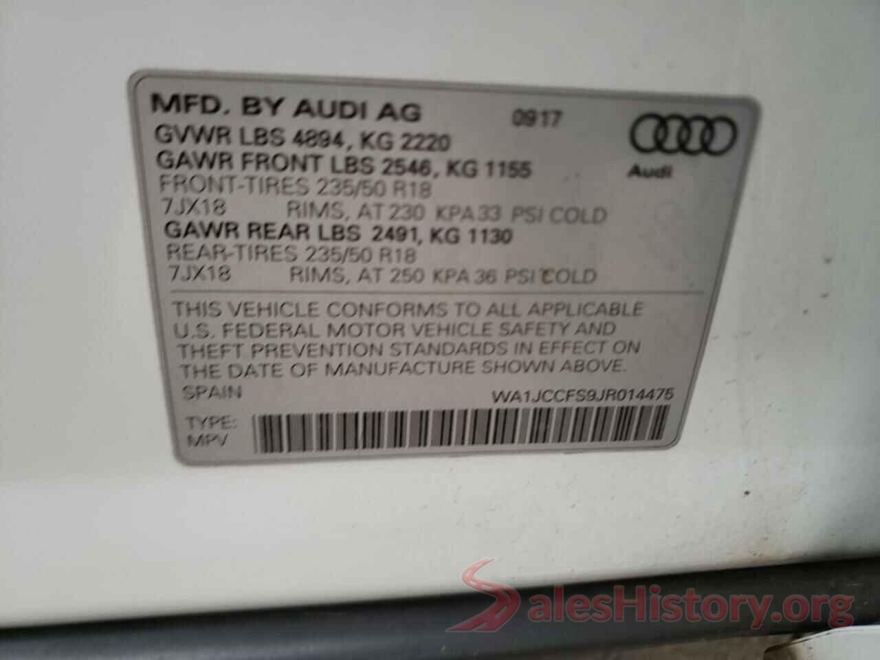 WA1JCCFS9JR014475 2018 AUDI Q3