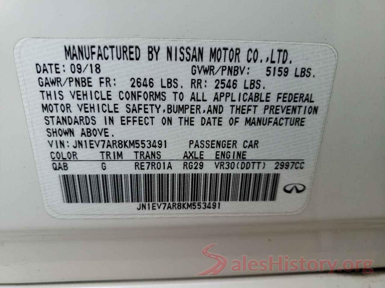 JN1EV7AR8KM553491 2019 INFINITI Q50