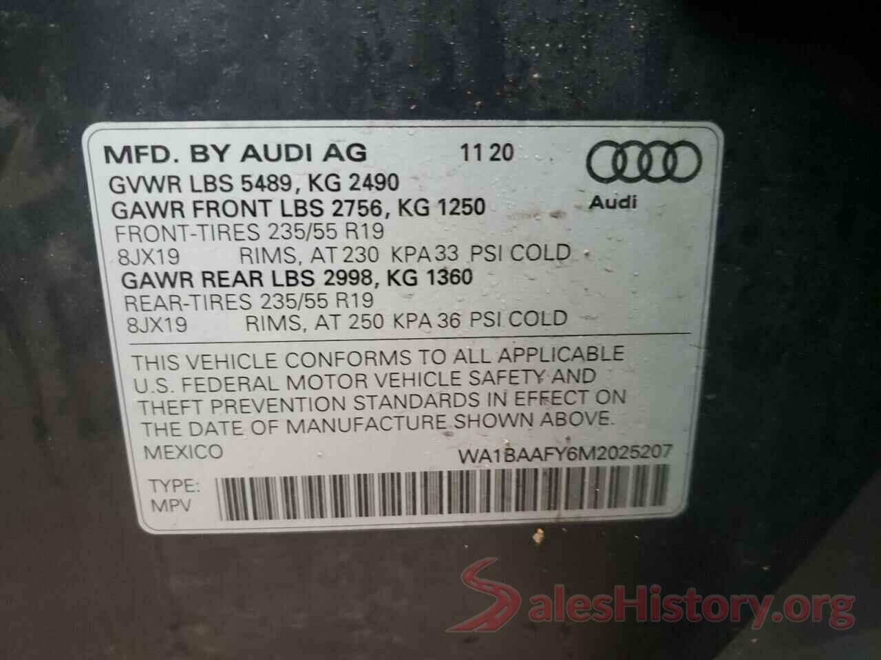 WA1BAAFY6M2025207 2021 AUDI Q5