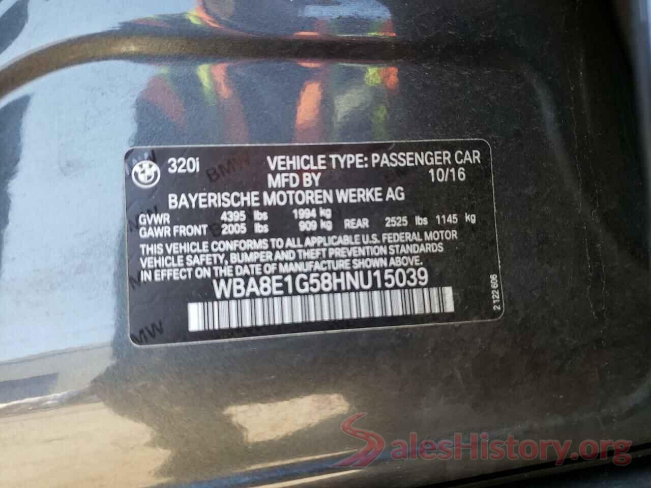 WBA8E1G58HNU15039 2017 BMW 3 SERIES